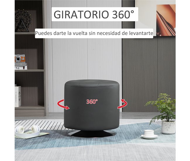 Apoio para os pés Otomano Giratório PU, Espuma, Metal Galvanizado Branco