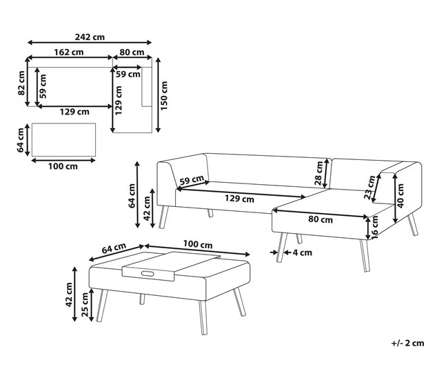 Beliani Conjunto lounge SORRIVOLI Bege