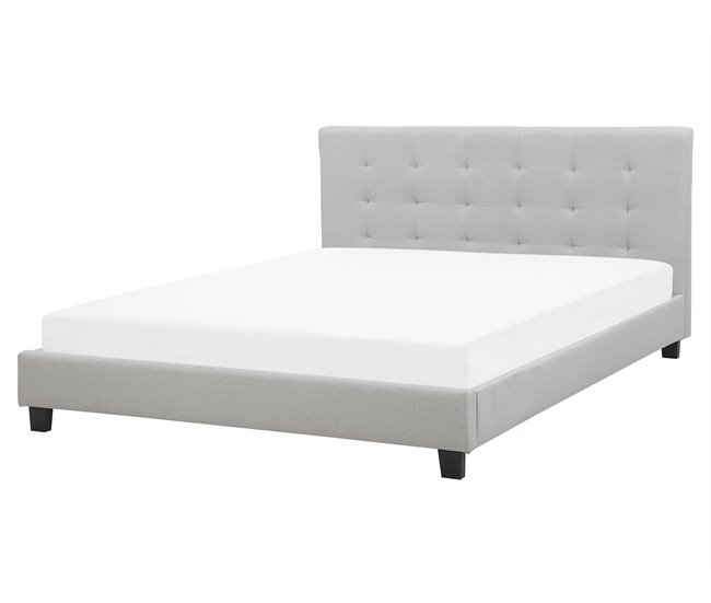 Beliani Cama Poliéster LA ROCHELLE 170x218 Cinza Claro