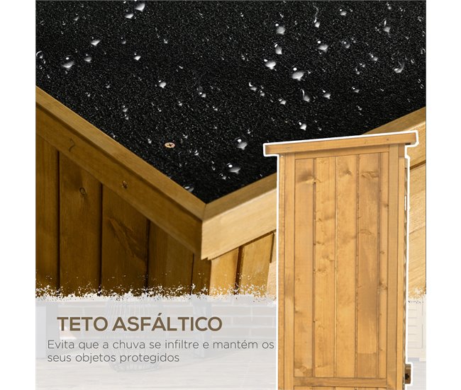 Armário de Madeira Madeira de Abeto Outsunny Castanho