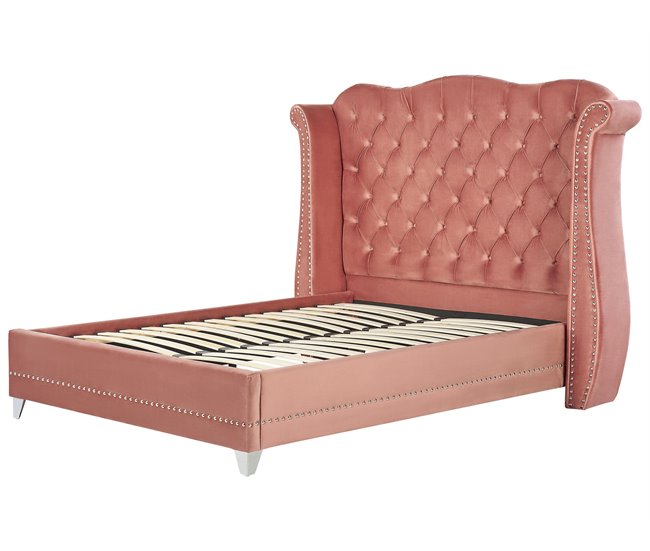Beliani Cama Veludo AYETTE 205x215 Cinza