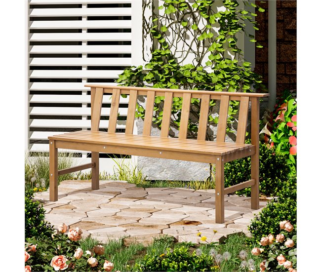Banco de Exterior Madeira de Abeto Outsunny 144x60 Laranja