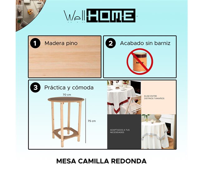 Mesa extensível Gazte 70x70 Natural