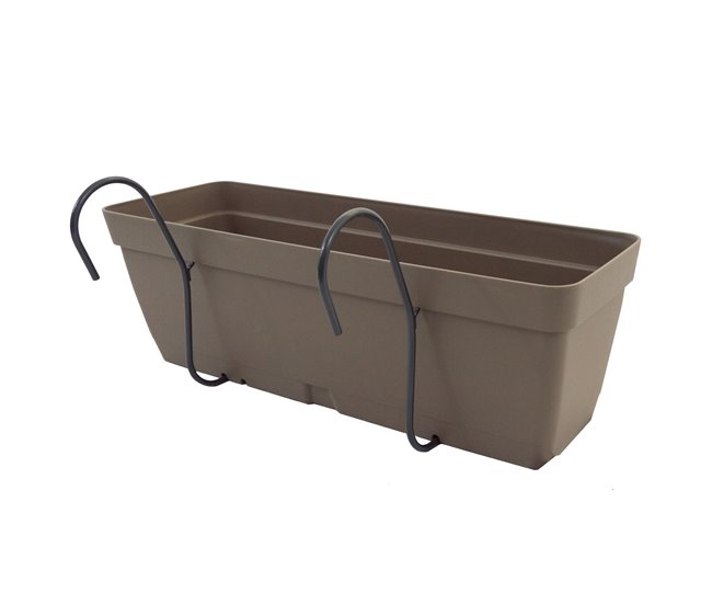 Jardineiro de 50 cm com suporte de fixação Cinza