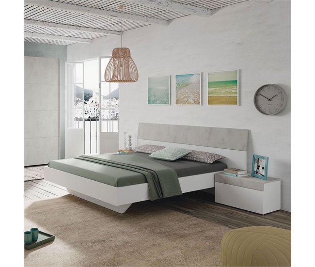 Conjunto de cabeceira e mesa de cabeceira Tekkan Branco