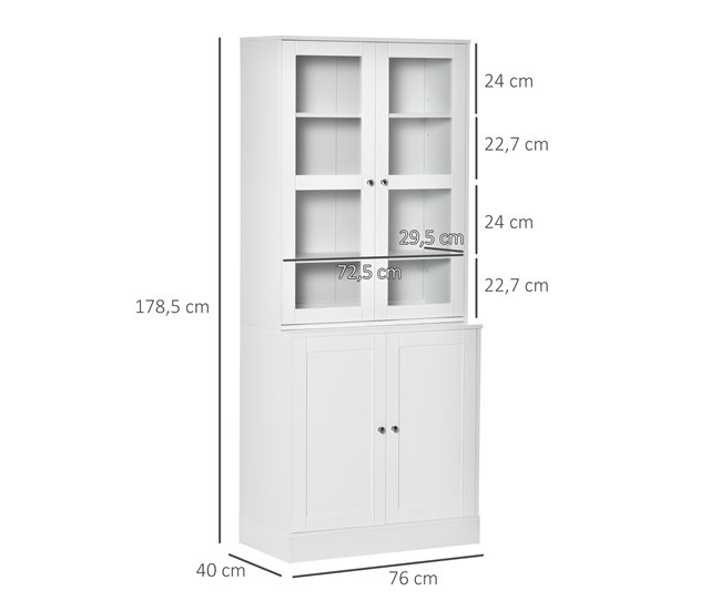 Estante de Livros MDF e Vidro Temperado HOMCOM 76 Branco