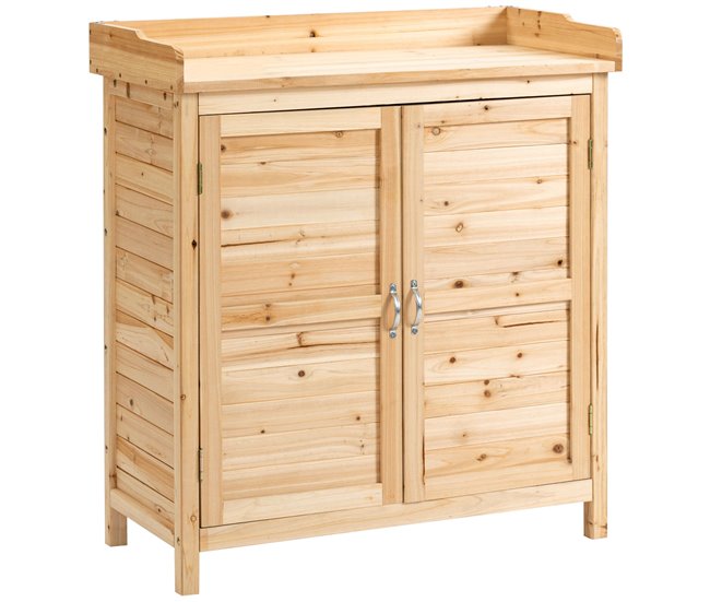 Armário de Armazenamento Madeira de Abeto Outsunny Cru