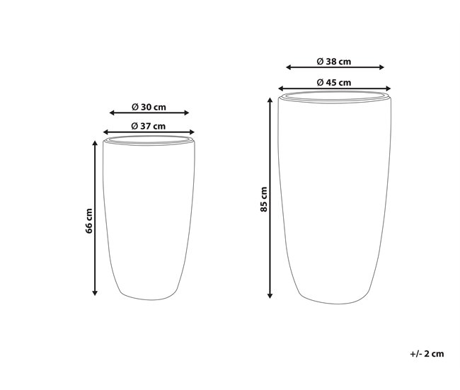 Beliani Conjunto de 2 vasos para plantas CEDRUS Preto