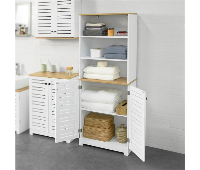 Armário de casa de banho com 5 prateleiras BZR44-W SoBuy Branco