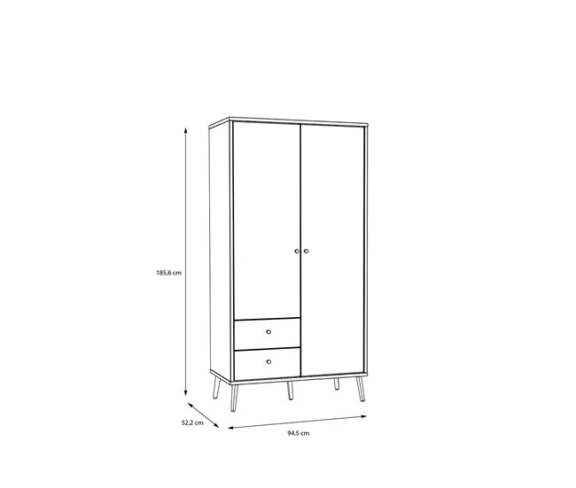 Roupeiro SERIE LYON portas batentes 94x185cm carvalho Carvalho
