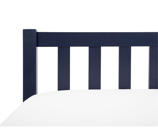 Beliani Cama com estrado Pinho FLORAC 167x208 Azul Marino