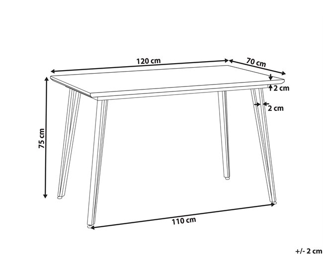 Beliani Mesa de jantar GREYTON 70x120 Branco