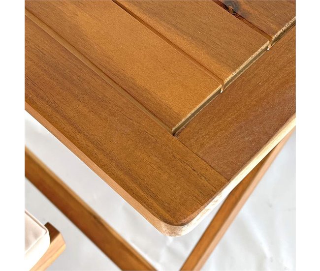 Conjunto de mesa e cadeiras dobráveis ​​de madeira para jardim Natural