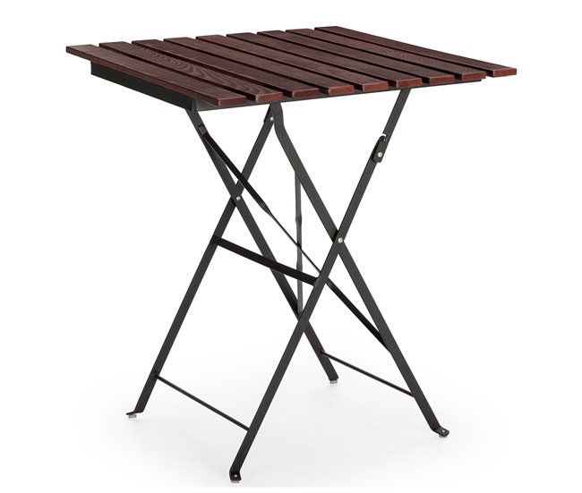 Mesa dobrável para jardim Agata em madeira e metal Preto/ Madeira
