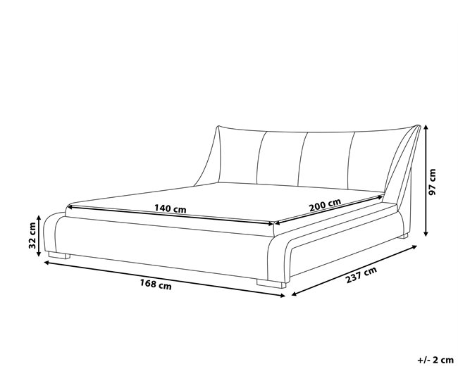 Beliani Cama com estrado Poliéster NANTES 168x237 Branco/ Bege