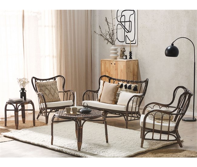 Beliani Conjunto lounge Rattan/vime BRINDISI Castanho