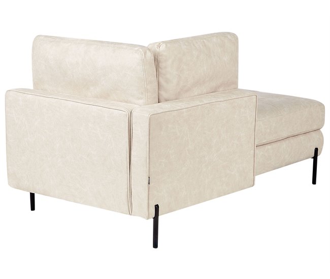 Beliani Chaise longue à direita Pele sintética REBAIS Bege