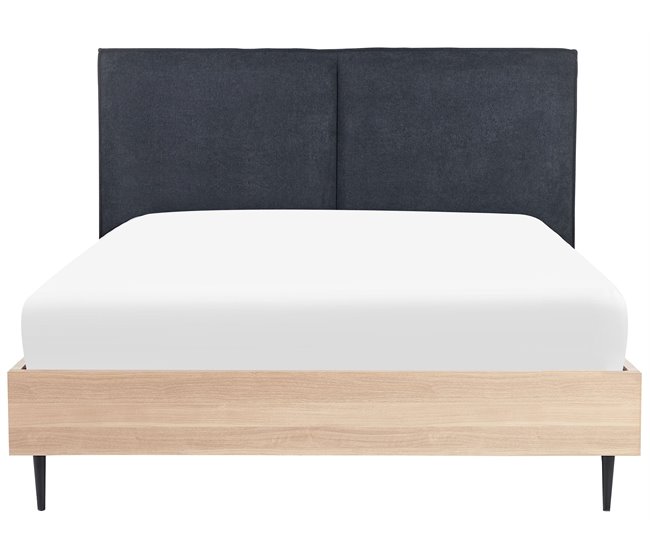 Beliani Cama com estrado Poliéster IZERNORE 167x215 Cinza Escuro