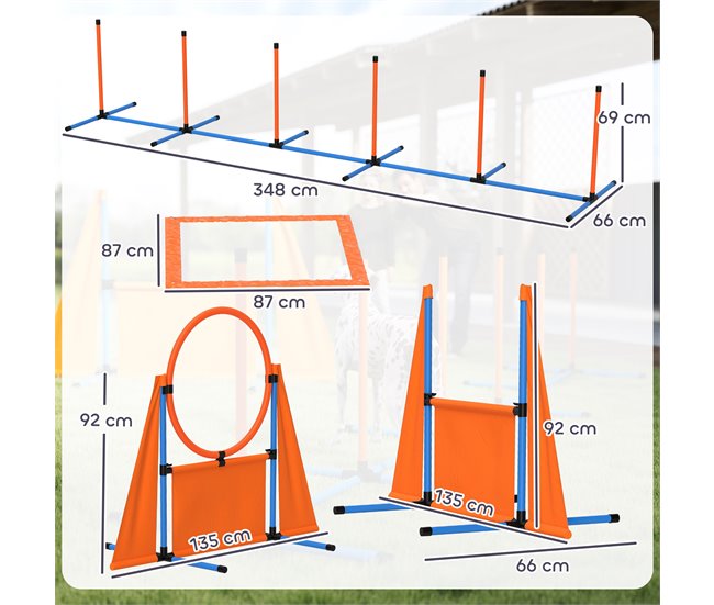 Conjunto de Treino e Agilidade ABS, PE, Tecido Oxford PawHut Laranja