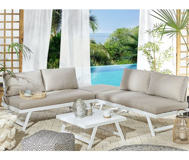 Beliani Conjunto lounge COCCORINO Cinza Escuro