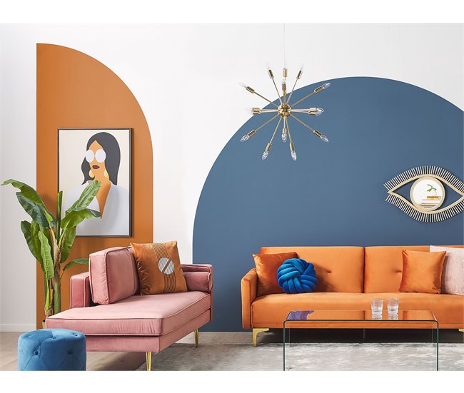 Beliani Chaise longue versão à direita Veludo MIRAMAS Azul Marino