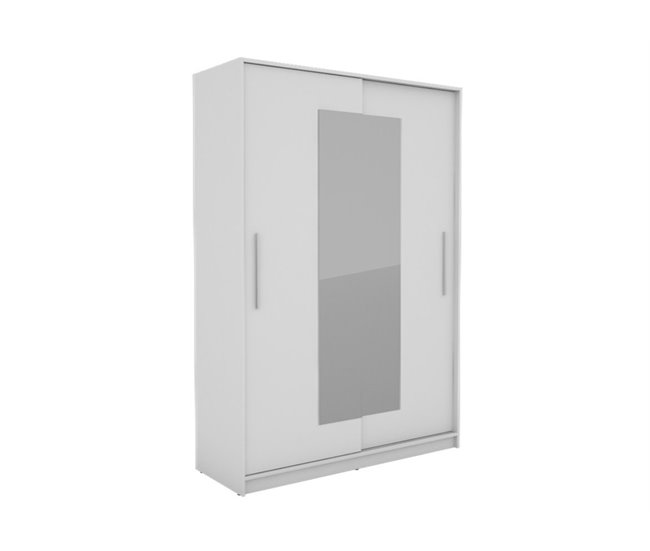 Roupeiro YORK portas deslizantes com espelho 150x195cm Branco