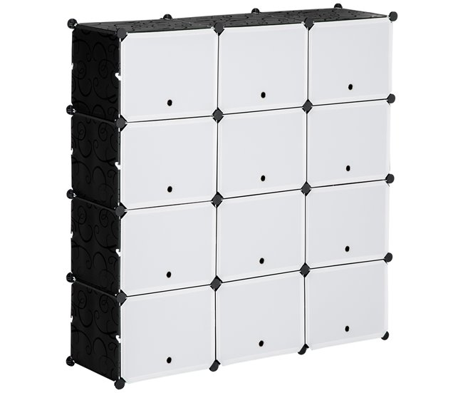 Armário Modular 12 Cubos PP e Aço HOMCOM 125 Branco