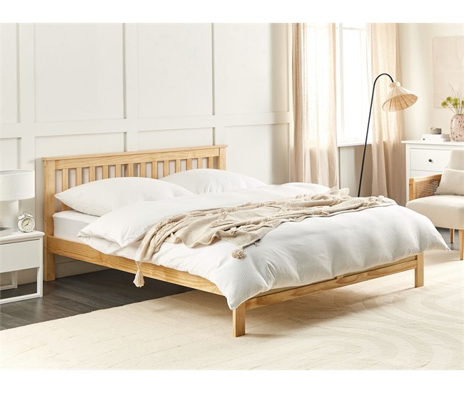 Beliani Cama com estrado Pinho MAYENNE Castanho