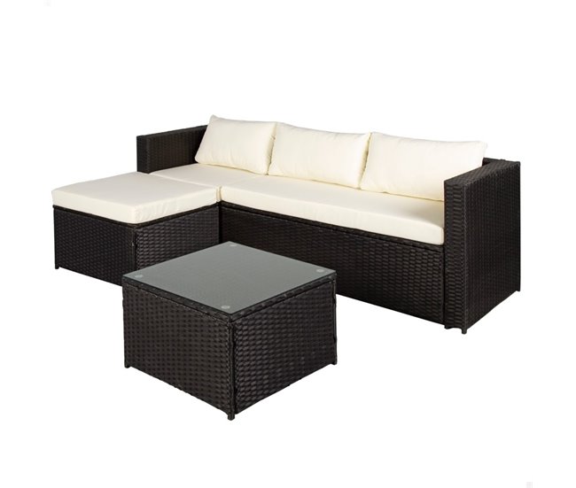 Conjunto de móveis de terraço e jardim vime c/sofá modular e mesa Aktive Antracite