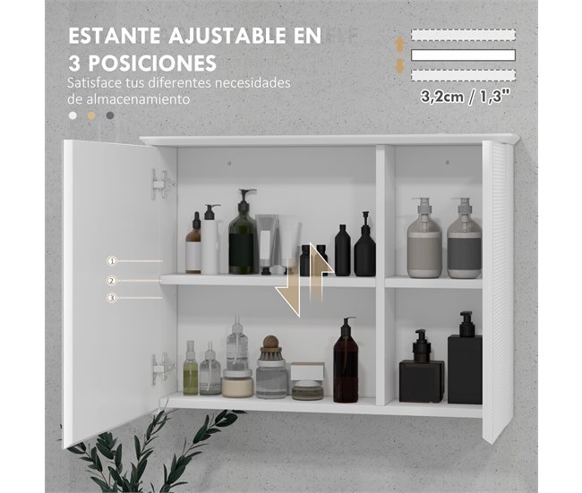 Armário Casa de Banho com Espelho MDF HOMCOM Branco
