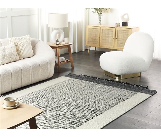 Beliani Entrelaçado KETENLI 160x230 Branco/ Bege