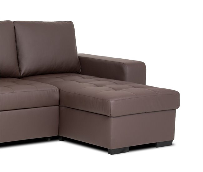 Chaise longue de pele sintética com cama HARRY Chocolate