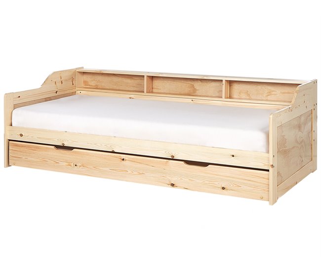 Beliani Cama com estrado Pinho EDERN 105x204 Castanho