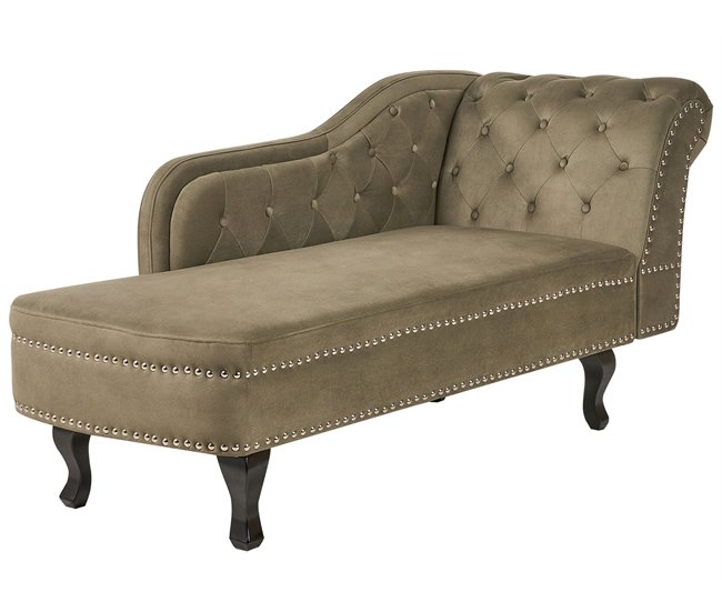 Beliani Chaise longue versão à direita Veludo NIMES Verde