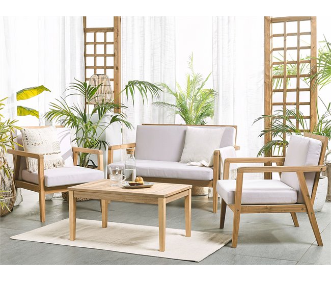 Beliani Conjunto de jardín Madera de acacia PALLANO Cinza Escuro
