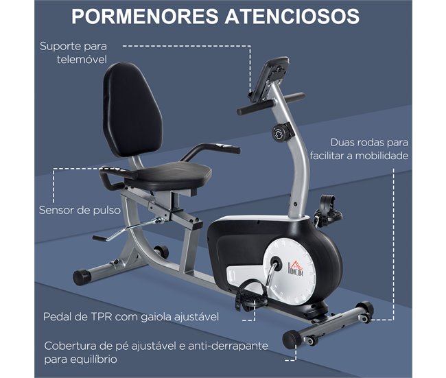 Bicicleta Estática Aço e ABS HOMCOM Preto / Cinza
