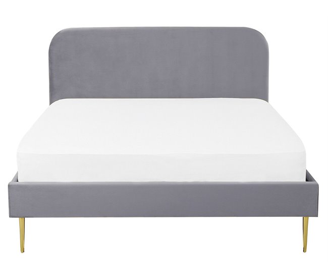 Beliani Cama com estrado Veludo FLAYAT 173x215 Amarelo