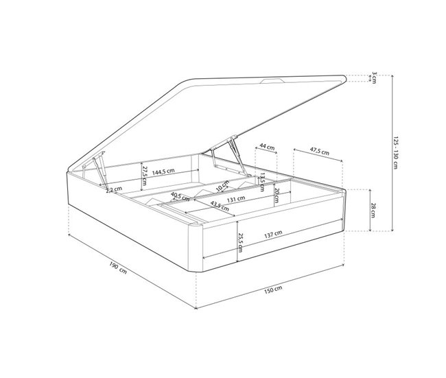 Sommier rebatível luxo S-Max 3D 150x190 Branco