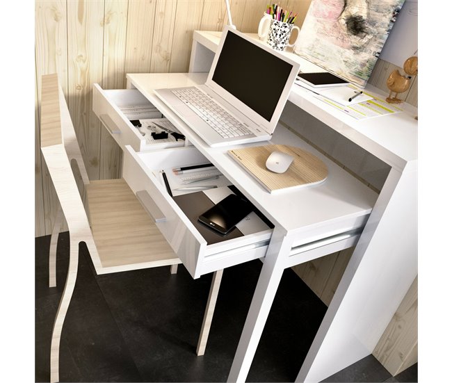 Mesa com efeito de madeira Branco