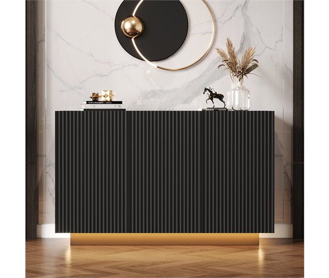 Aparador de mdf com 3 portas Preto