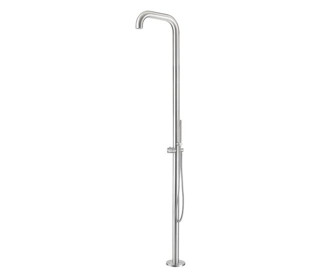 SASSARI Sined Chuveiro exterior em aço inoxidável 316L com misturadora e chuveiro manual, aço inoxidável acetinado Cinza