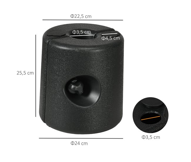 Pesos para Tenda HDPE Outsunny, desportos e lazer - campismo Preto