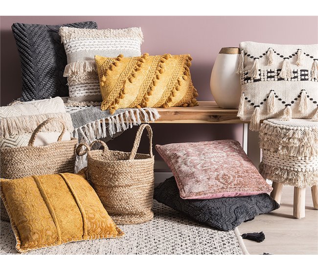 Beliani Almofada decorativa KONNI Cinza Escuro