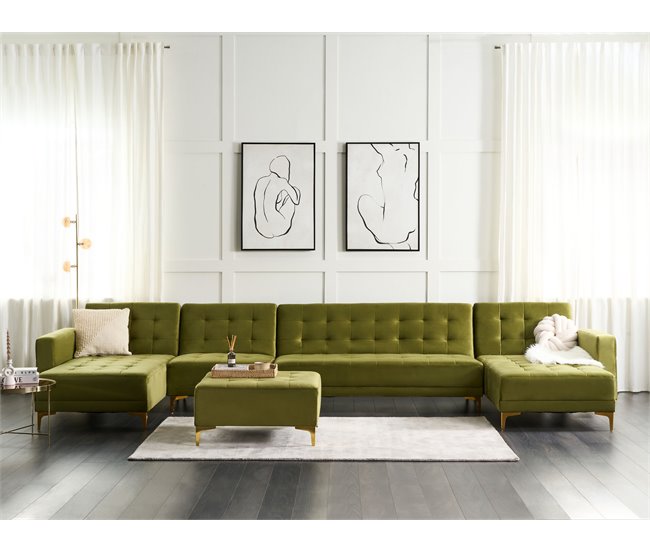 Beliani Sofá-cama Veludo ABERDEEN Verde