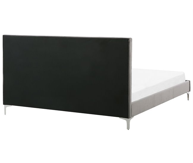 Beliani Cama com estrado Veludo AMBERT 188x212 Cinza