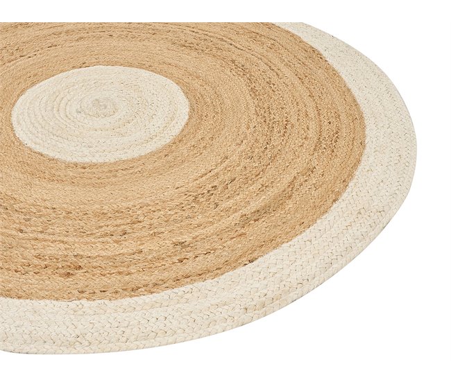 Beliani Entrelaçado YAYALAR 140x140 Branco/ Bege