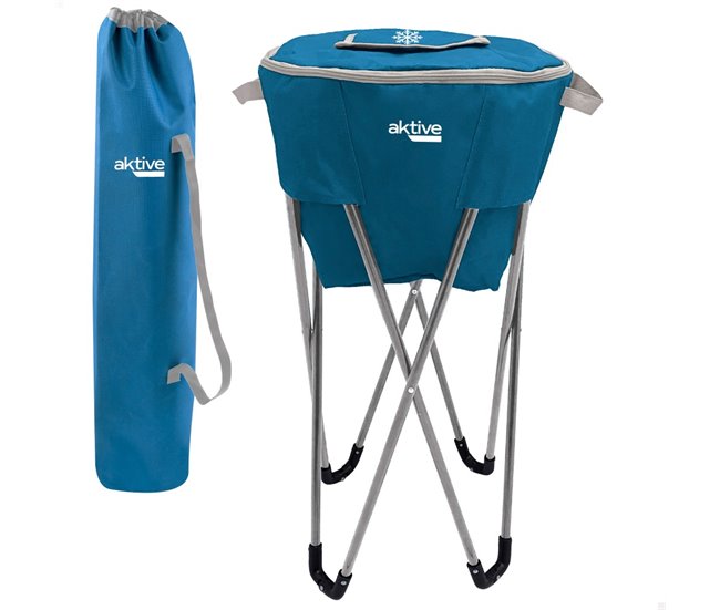Geleira portátil desmontável com suporte para campismo Aktive Azul