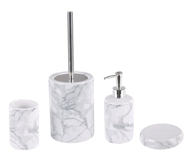 Beliani Conjunto de accesorios de baño ARAUCO Branco