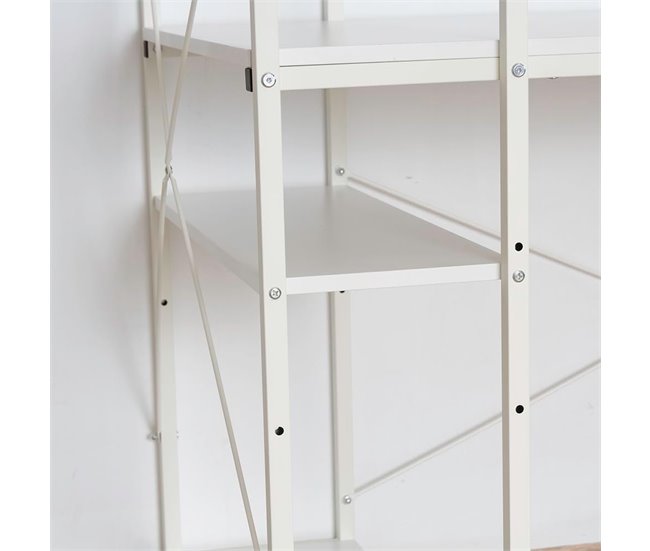 Mesa de escritório contemporânea com estante 120x64 Branco