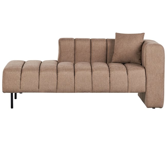 Beliani Chaise longue direita Poliéster LANNILS Castanho Claro